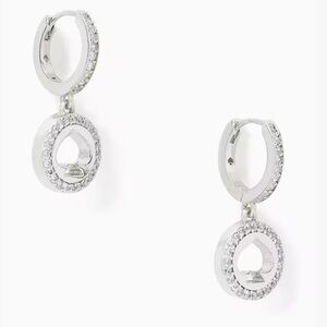 Kate Spade Spot the Spade Pave Huggies Silver Earrings